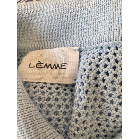 LEMME Made in Italy Sleeveless Sweater Blouse Blue Open Knit Size Small - Picture 4 of 5